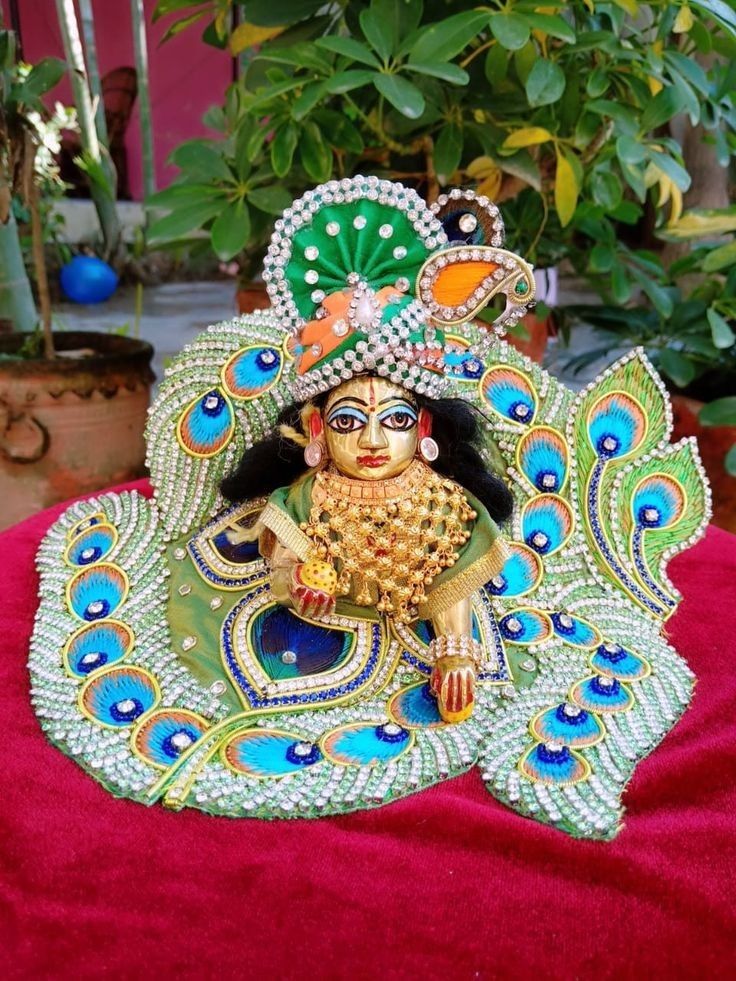 Morepankh shape laddu gopal dress with embroidery work
